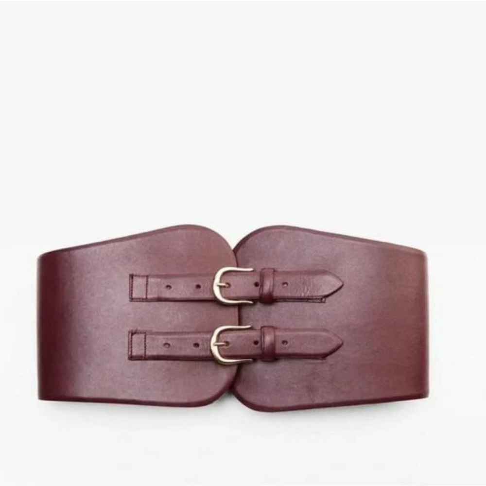 100% Real leather Zara Burgundy Leather Belt - size 80 - BNWT